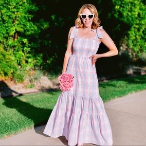 Pink and Blue Gingham Maxi Dress